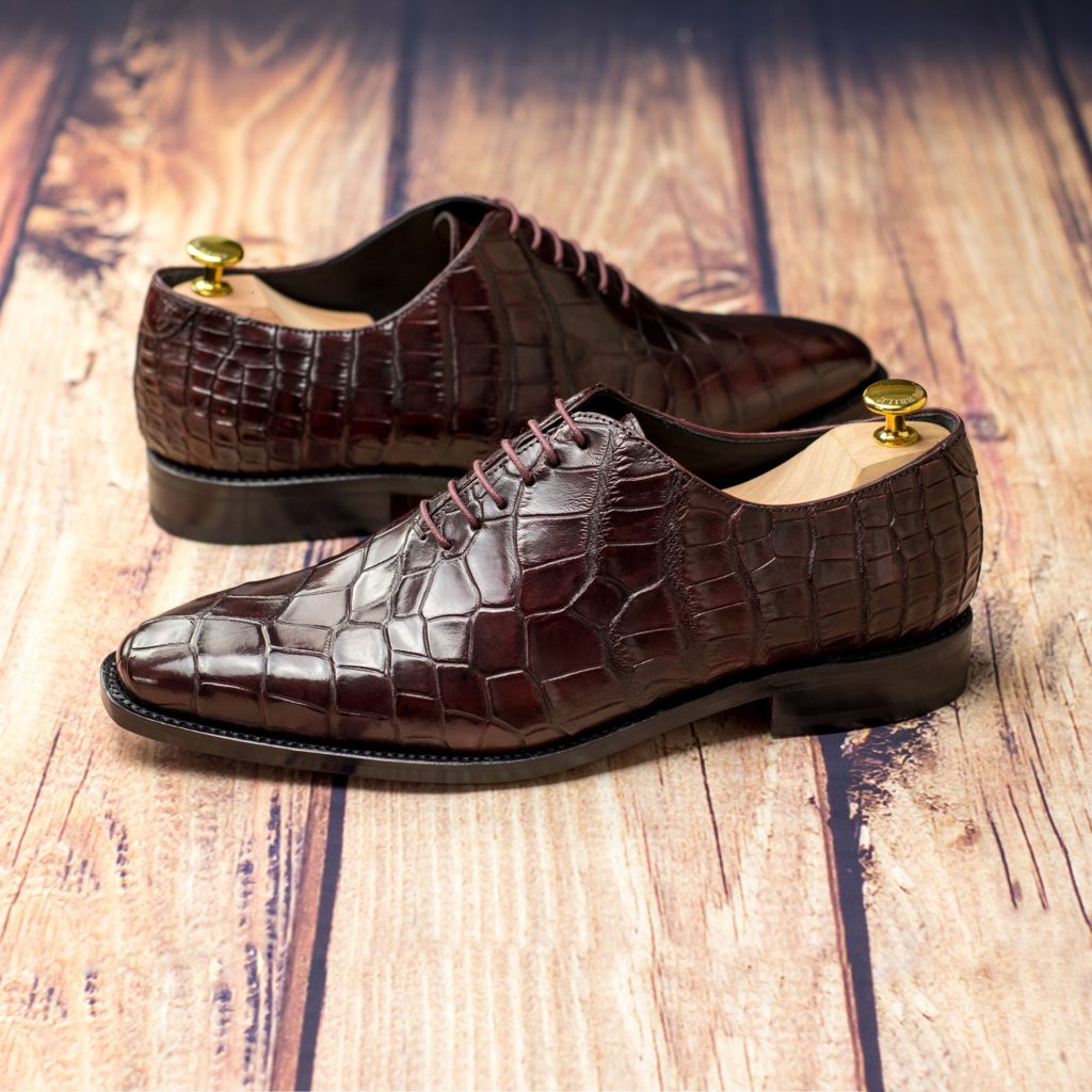 Alligator Whole Cut Burgundy Custom Dress Shoes