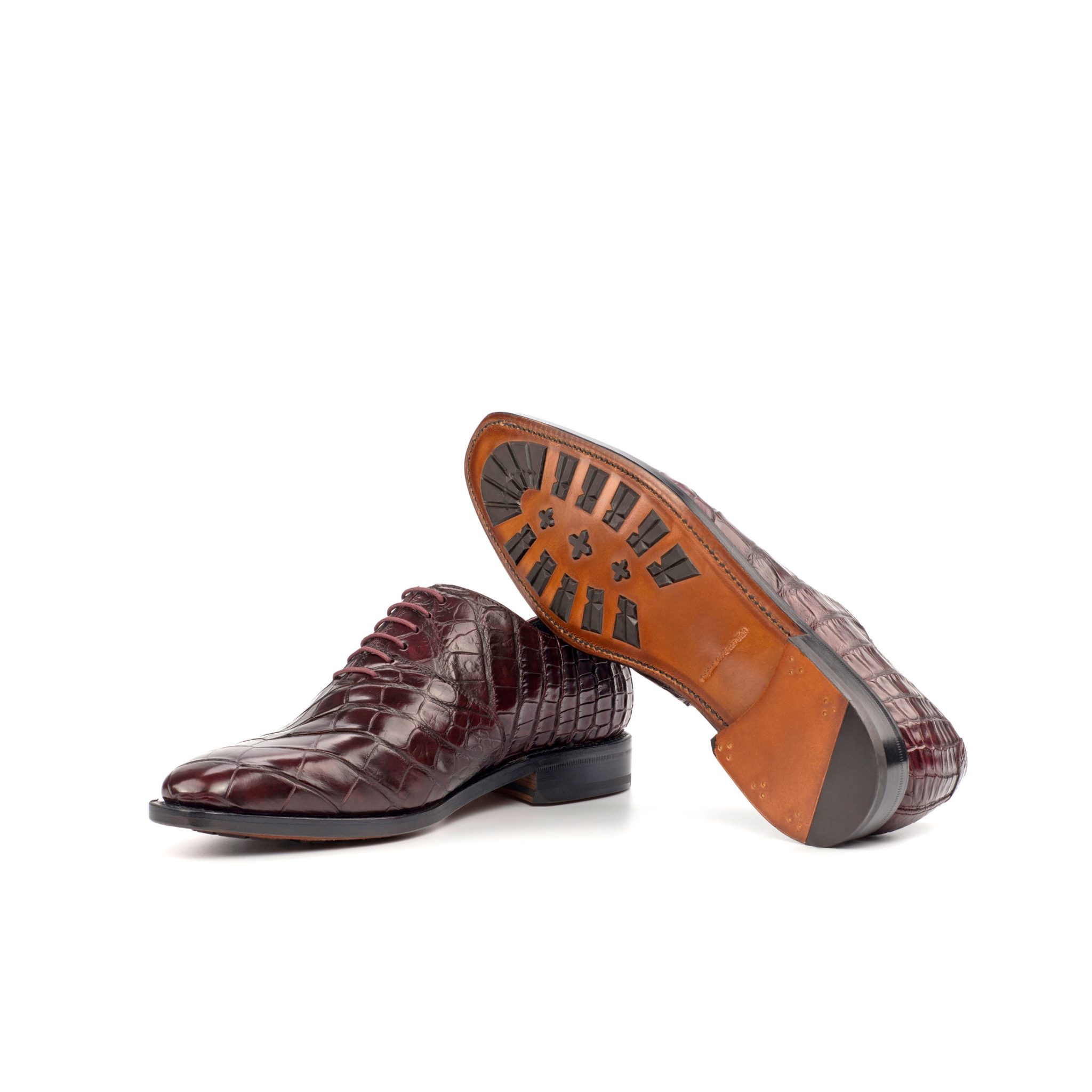 Alligator Whole Cut Burgundy Custom Dress Shoes | JMD Menswear